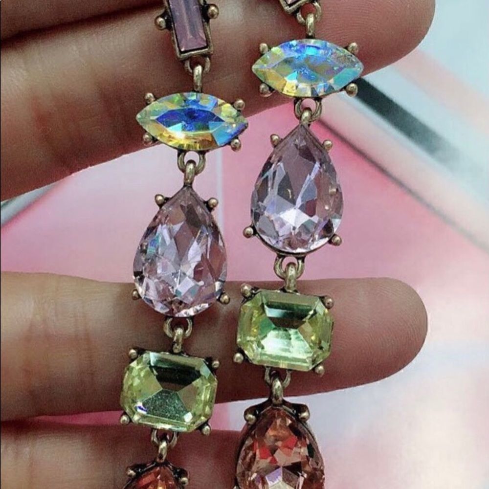 Multicolored& Multitieredcrystaldangleearrings. - image 3